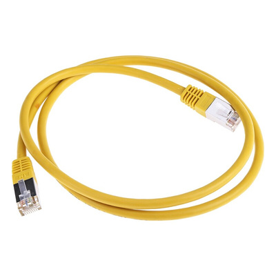 RS PRO Cat6 Male RJ45 to Male RJ45 Ethernet Cable, S/FTP, Yellow PVC Sheath, 1m