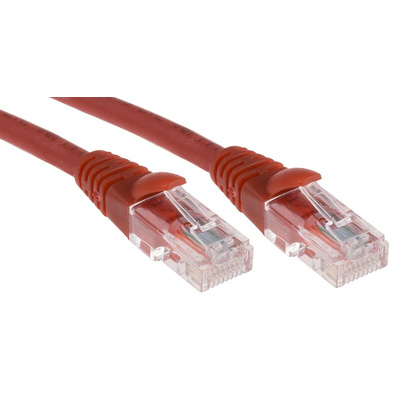 RS PRO Cat5e Male RJ45 to Male RJ45 Ethernet Cable, U/UTP, Red LSZH Sheath, 1m