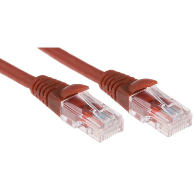 RS PRO Cat5e Male RJ45 to Male RJ45 Ethernet Cable, U/UTP, Red LSZH Sheath, 2m