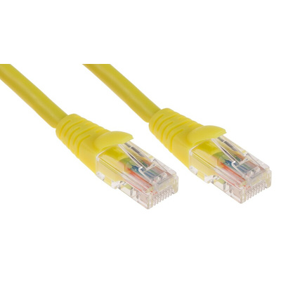 RS PRO Cat5e Male RJ45 to Male RJ45 Ethernet Cable, U/UTP, Yellow LSZH Sheath, 3m