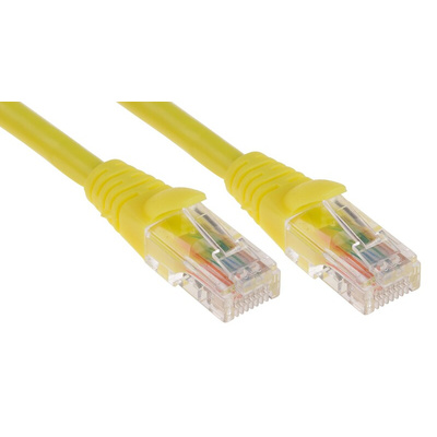 RS PRO Cat5e Male RJ45 to Male RJ45 Ethernet Cable, U/UTP, Yellow LSZH Sheath, 2m