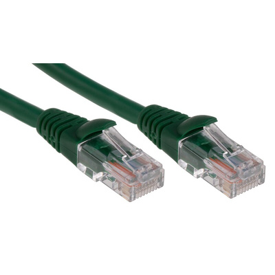 RS PRO Cat5e Male RJ45 to Male RJ45 Ethernet Cable, U/UTP, Green LSZH Sheath, 1m