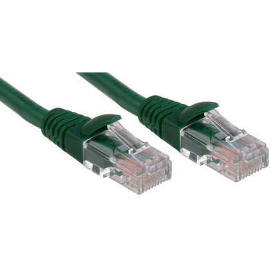 RS PRO Cat5e Male RJ45 to Male RJ45 Ethernet Cable, U/UTP, Green LSZH Sheath, 3m