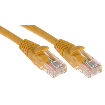 RS PRO Cat5e Male RJ45 to Male RJ45 Ethernet Cable, U/UTP, Yellow PVC Sheath, 10m