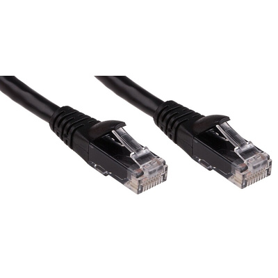 RS PRO Cat6 Male RJ45 to Male RJ45 Ethernet Cable, U/UTP, Black PVC Sheath, 1m