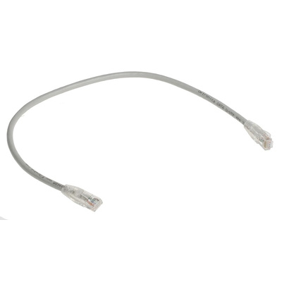 RS PRO Cat6 Male RJ45 to Male RJ45 Ethernet Cable, U/UTP, Grey PVC Sheath, 0.5m