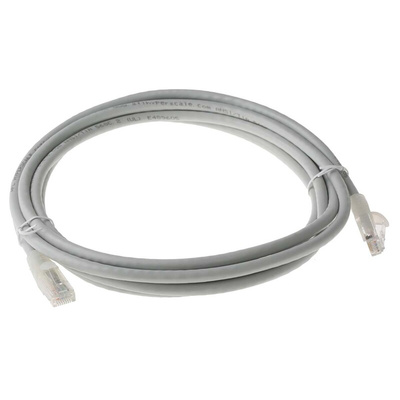 RS PRO Cat6 Male RJ45 to Male RJ45 Ethernet Cable, U/UTP, Grey PVC Sheath, 3m