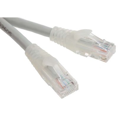 RS PRO Cat6 Male RJ45 to Male RJ45 Ethernet Cable, U/UTP, Grey PVC Sheath, 3m