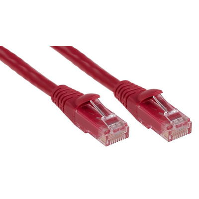 RS PRO Cat6 Male RJ45 to Male RJ45 Ethernet Cable, U/UTP, Red PVC Sheath, 1m