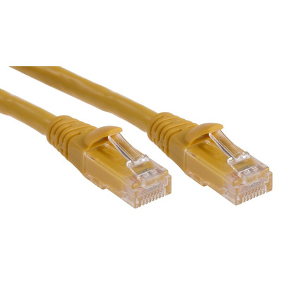 RS PRO Cat6 Male RJ45 to Male RJ45 Ethernet Cable, U/UTP, Yellow PVC Sheath, 0.5m