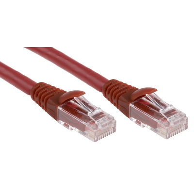 RS PRO Cat6 Male RJ45 to Male RJ45 Ethernet Cable, U/UTP, Red LSZH Sheath, 5m