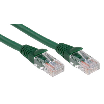 RS PRO Cat5e Male RJ45 to Male RJ45 Ethernet Cable, U/UTP, Green LSZH Sheath, 10m