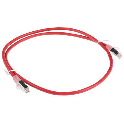 RS PRO Cat5e Male RJ45 to Male RJ45 Ethernet Cable, F/UTP, Red PVC Sheath, 1m