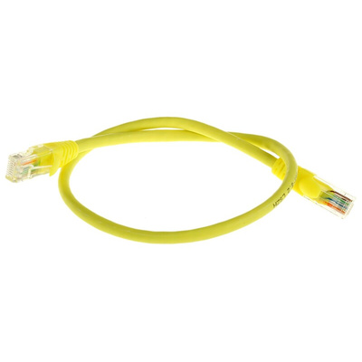RS PRO Cat5e Male RJ45 to Male RJ45 Ethernet Cable, U/UTP, Yellow LSZH Sheath, 0.5m