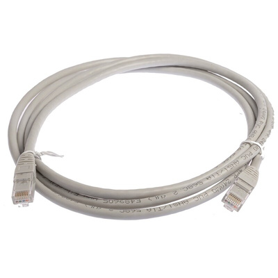 RS PRO Cat6 Male RJ45 to Male RJ45 Ethernet Cable, U/UTP, Grey PVC Sheath, 2m