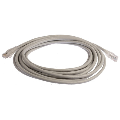 RS PRO Cat6 Male RJ45 to Male RJ45 Ethernet Cable, U/UTP, Grey PVC Sheath, 5m