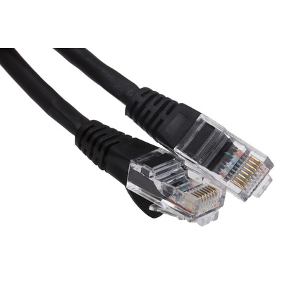 RS PRO Cat6 Male RJ45 to Male RJ45 Ethernet Cable, U/UTP, Black PVC Sheath, 0.5m