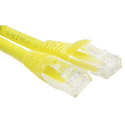 RS PRO Cat6 Male RJ45 to Male RJ45 Ethernet Cable, U/UTP, Yellow LSZH Sheath, 0.5m