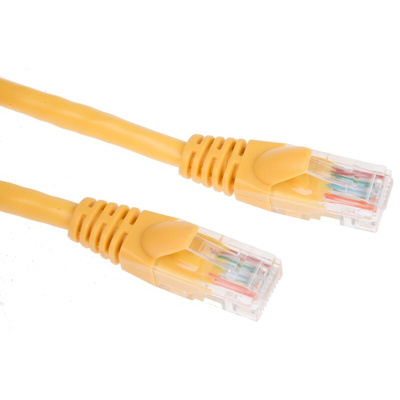 RS PRO Cat5e Male RJ45 to Male RJ45 Ethernet Cable, U/UTP, Yellow PVC Sheath, 5m