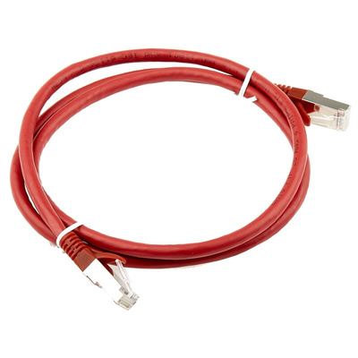 RS PRO Cat6 Male RJ45 to Male RJ45 Ethernet Cable, F/UTP, Red LSZH Sheath, 1m
