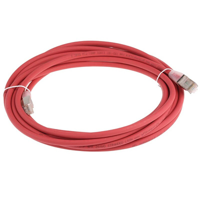 RS PRO Cat6 Male RJ45 to Male RJ45 Ethernet Cable, F/UTP, Red LSZH Sheath, 5m