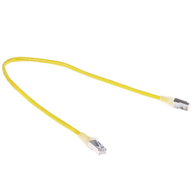 RS PRO Cat5e Male RJ45 to Male RJ45 Ethernet Cable, F/UTP, Yellow PVC Sheath, 0.5m