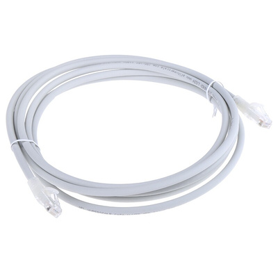 RS PRO Cat6 Male RJ45 to Male RJ45 Ethernet Cable, U/UTP, Grey LSZH Sheath, 3m