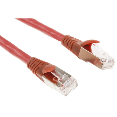 RS PRO Cat6 Male RJ45 to Male RJ45 Ethernet Cable, F/UTP, Red LSZH Sheath, 10m