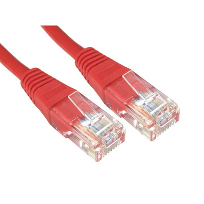 RS PRO Cat6 Male RJ45 to Male RJ45 Ethernet Cable, U/UTP, Red PVC Sheath, 2m