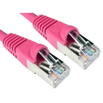 RS PRO Cat6a Straight Male RJ45 to Straight Male RJ45 Ethernet Cable, S/FTP, Pink LSZH Sheath, 1.5m, Low Smoke Zero