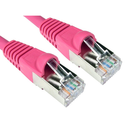 RS PRO Cat6a Straight Male RJ45 to Straight Male RJ45 Ethernet Cable, S/FTP, Pink LSZH Sheath, 1m, Low Smoke Zero