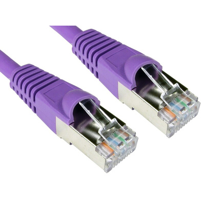 RS PRO Cat6a Straight Male RJ45 to Straight Male RJ45 Ethernet Cable, S/FTP, Purple LSZH Sheath, 2m, Low Smoke Zero