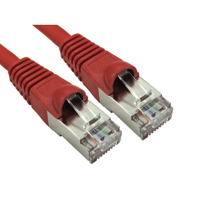 RS PRO Cat6a Straight Male RJ45 to Straight Male RJ45 Ethernet Cable, S/FTP, Red LSZH Sheath, 10m, Low Smoke Zero