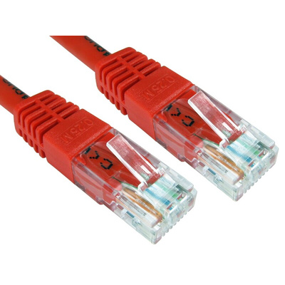 RS PRO Cat6 Straight Male RJ45 to Straight Male RJ45 Ethernet Cable, UTP, Red PVC Sheath, 250mm
