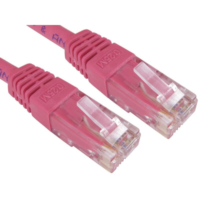 RS PRO Cat6 Straight Male RJ45 to Straight Male RJ45 Ethernet Cable, UTP, Pink PVC Sheath, 3m