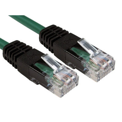 RS PRO Cat5e Straight Male RJ45 to Straight Male RJ45 Ethernet Cable, UTP, Green PVC Sheath, 2m