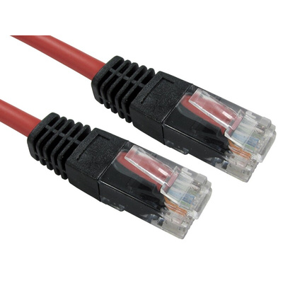 RS PRO Cat5e Straight Male RJ45 to Straight Male RJ45 Ethernet Cable, UTP, Red PVC Sheath, 5m