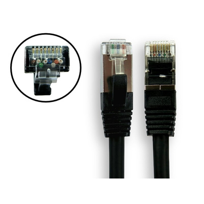 RS PRO Cat8 Straight Male RJ45 to Straight Male RJ45 Cat8 Cable, S/FTP, Black LSZH Sheath, 15m, LSZH