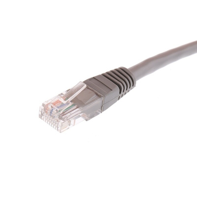 RS PRO Cat5e Male RJ45 to Male RJ45 Ethernet Cable, U/UTP, Grey PVC Sheath, 3m
