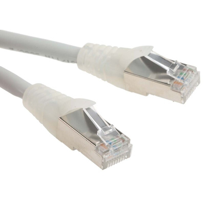 RS PRO Cat6a Male RJ45 to Male RJ45 Ethernet Cable, S/FTP, Grey LSZH Sheath, 1m