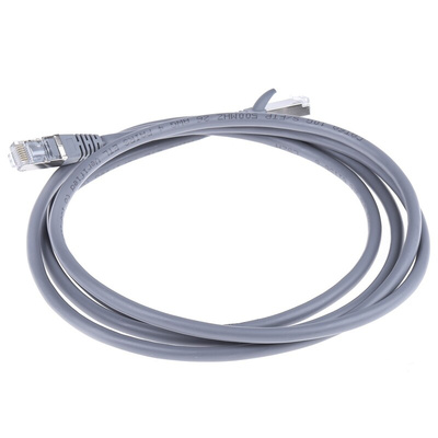 RS PRO Cat6a Male RJ45 to Male RJ45 Ethernet Cable, S/FTP, Grey LSZH Sheath, 2m