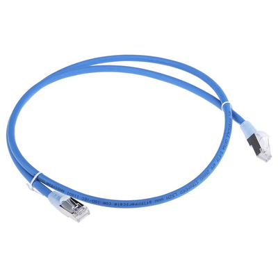 RS PRO Cat6a Male RJ45 to Male RJ45 Ethernet Cable, S/FTP, Blue LSZH Sheath, 1m