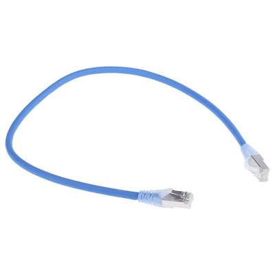 RS PRO Cat6a Male RJ45 to Male RJ45 Ethernet Cable, S/FTP, Blue LSZH Sheath, 0.5m