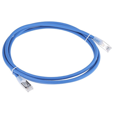 RS PRO Cat6a Male RJ45 to Male RJ45 Ethernet Cable, S/FTP, Blue LSZH Sheath, 2m