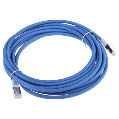 RS PRO Cat6a Male RJ45 to Male RJ45 Ethernet Cable, S/FTP, Blue LSZH Sheath, 5m