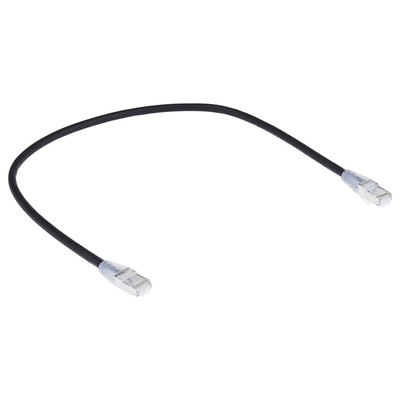 RS PRO Cat6a Male RJ45 to Male RJ45 Ethernet Cable, S/FTP, Black LSZH Sheath, 0.5m