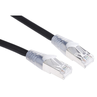 RS PRO Cat6a Male RJ45 to Male RJ45 Ethernet Cable, S/FTP, Black LSZH Sheath, 0.5m
