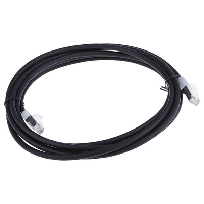 RS PRO Cat6a Male RJ45 to Male RJ45 Ethernet Cable, S/FTP, Black LSZH Sheath, 3m