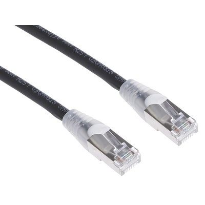 RS PRO Cat6a Male RJ45 to Male RJ45 Ethernet Cable, S/FTP, Black LSZH Sheath, 3m