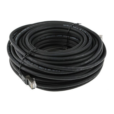 RS PRO Cat6 Male RJ45 to Male RJ45 Ethernet Cable, F/UTP, Black LSZH Sheath, 20m